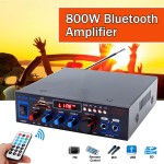 HIFI 2CH 800W Audio Home Amplifier 12/220V Home Theater Amplifiers Audio with Remote Control Support FM USB SD Card Bluetooth