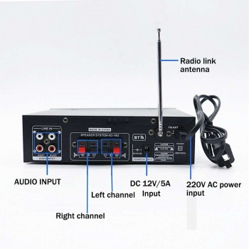 HIFI 2CH 800W Audio Home Amplifier 12/220V Home Theater Amplifiers Audio with Remote Control Support FM USB SD Card Bluetooth