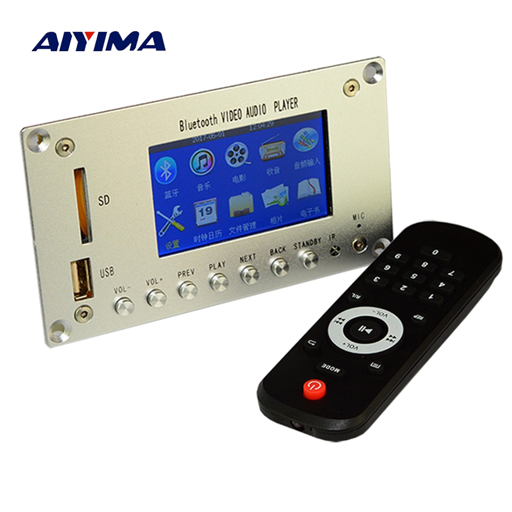 AIYIMA 3Inch LCD MP3 Decoder Board Bluetooth Audio Receiver MP4 MP5 HD Audio Video Hard Disk Player DTS Decoding DC8-24V