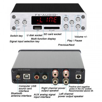 FX-Audio M-160E 160W*2 Bluetooth 4.0 Digital Audio Amplifier Input USB/SD/AUX/PC-USB Loseless Player For APE/WMA/WAV/FLAC/MP3