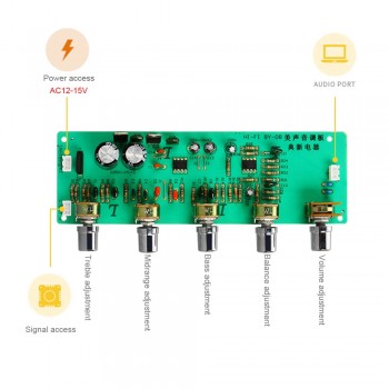 Aiyima AN4558 OP AMP Preamplifier Volume Tone Board With Treble Midrange Bass Volume Adjustment Preamp Tone Board For Amplifier