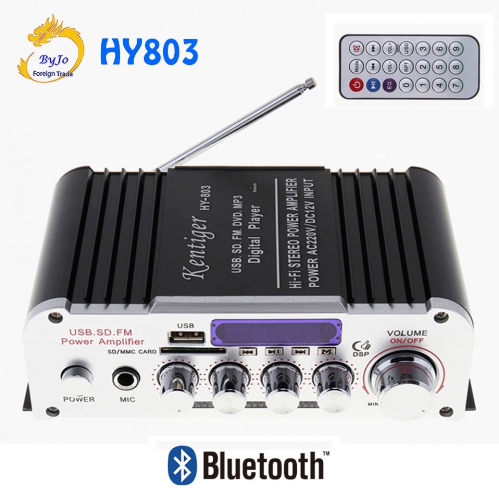HY803 Mini Amplifier Car Amplifier Bluetooth Amplifier 40W+40W FM MIC MP3 for Car Home USB Support AC 220V or DC 12V