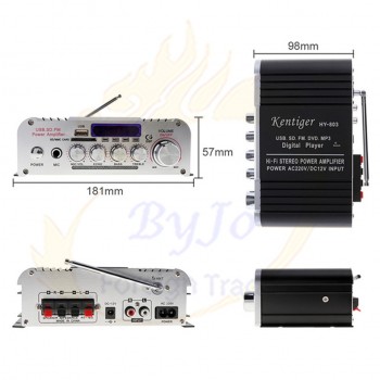 HY803 Mini Amplifier Car Amplifier Bluetooth Amplifier 40W+40W FM MIC MP3 for Car Home USB Support AC 220V or DC 12V