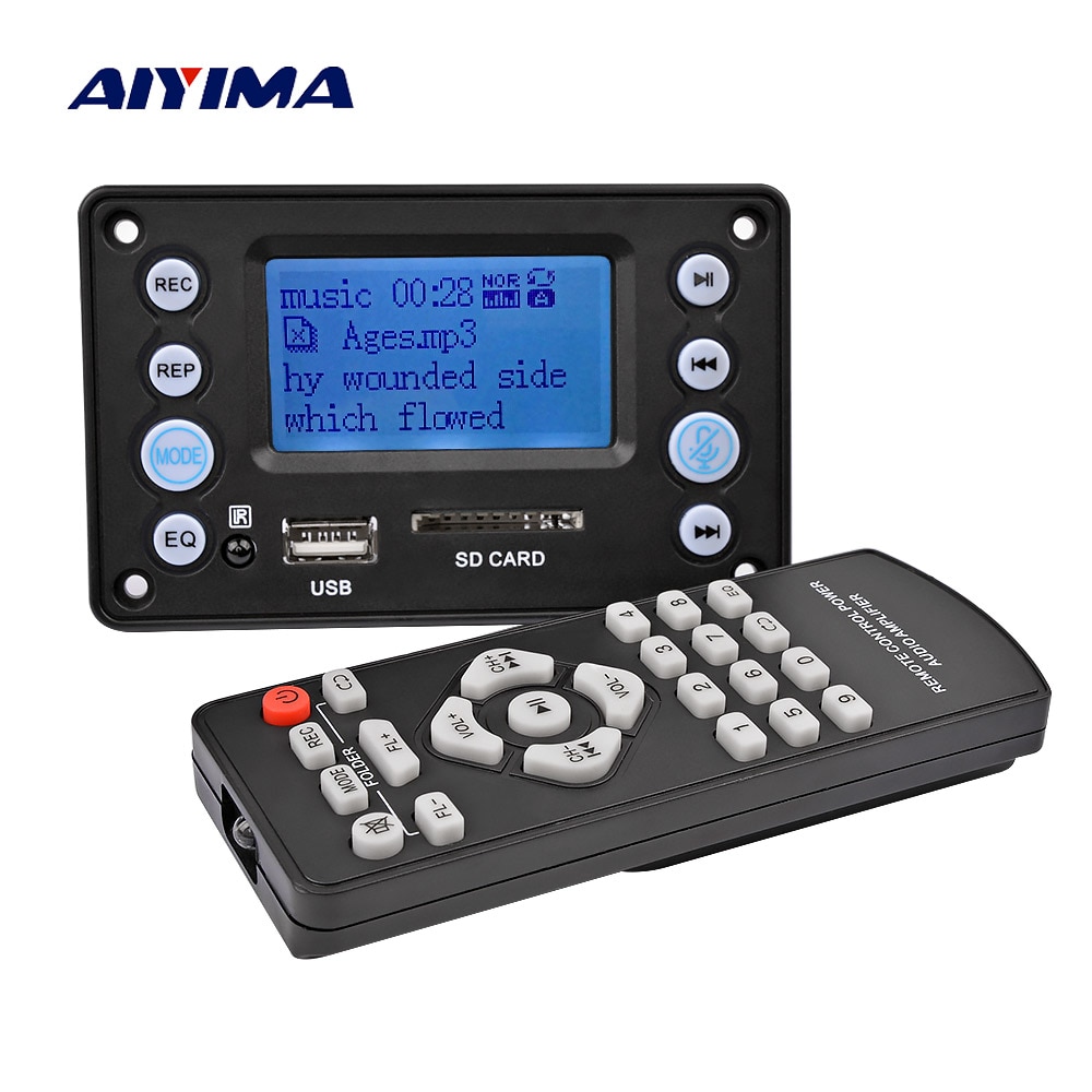 AIYIMA 5V LCD MP3 Decoder Board Bluetooth 4.2 Audio Receiver APE FLAC WMA WAV Decoding Support Recording Radio Lyrics Display