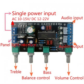 GHXAMP UPC1892 Preamplifier Tone Control Board Kits Speaker Amplifiers DIY Mini Preamp Treble Bass adjust 100x48cm