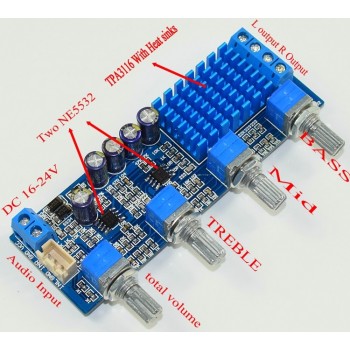 TPA3116 50w+50w 2.0 Stereo High power Digital Audio Power Amplifier Board Dual NE5532 OPAMP Tone Control volume adjustment