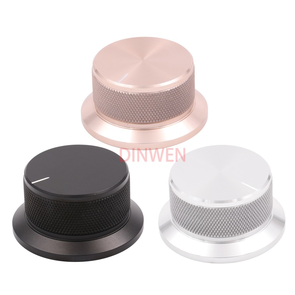 50x25mm Machined Solid Full Aluminum Volume POTENTIOMETER KNOB Sound Control Cap 6mm Hole Audio DIY Black Silver Golden 1PC