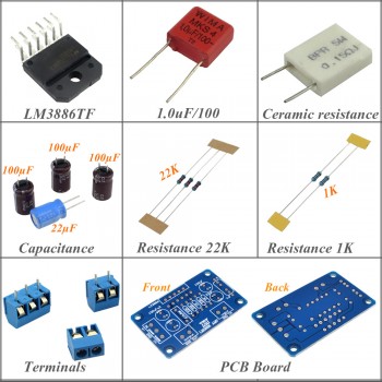 Free shipping 2pcs/lot Digital Audio Stereo Amplifier LM3886TF LM3886 Amplifier Amp Kit Board DIY-10001022