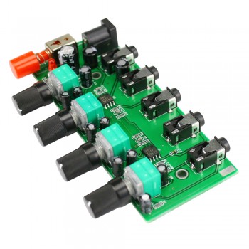 GHXAMP Stereo Audio Mixer Board 4 Way Input Mixing 1 way Audio output Drive Headphones Amplifier NJM3414 Four Input one output