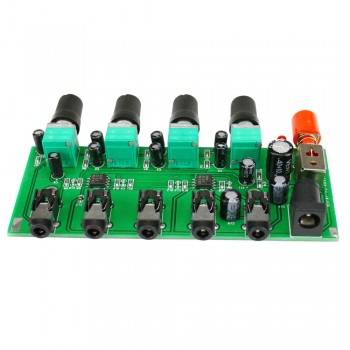 GHXAMP Stereo Audio Mixer Board 4 Way Input Mixing 1 way Audio output Drive Headphones Amplifier NJM3414 Four Input one output