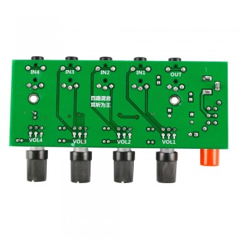 GHXAMP Stereo Audio Mixer Board 4 Way Input Mixing 1 way Audio output Drive Headphones Amplifier NJM3414 Four Input one output