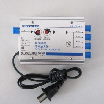 AC 220V EU plug 30db Adjustable Cable 45-860MHz 2W TV Signal Amplifier 1 In 4 Out CATV Amplifier