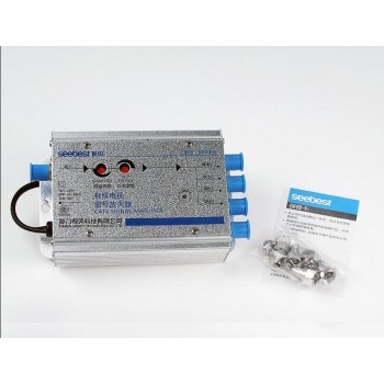 AC 220V EU plug 30db Adjustable Cable 45-860MHz 2W TV Signal Amplifier 1 In 4 Out CATV Amplifier