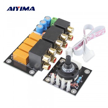 Aiyima RCA Audio Switch Input Selection Board Lotus Seat Stereo Relay 4-way Audio Input Signal Selector Switching Amplifier DIY