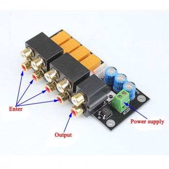 Aiyima RCA Audio Switch Input Selection Board Lotus Seat Stereo Relay 4-way Audio Input Signal Selector Switching Amplifier DIY