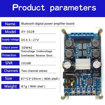TPA3116 50W+50W 2.0 Audio Wireless Bluetooth Stereo Digital power amplifier Board With Shell