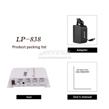 LP-838 Lepy MINI Digital Car Power Amplifier Hi-Fi MP3 MP4 Stereo Booster DVD Auto Motorcycle Home BASS AMP Audio Player 2.1 CH