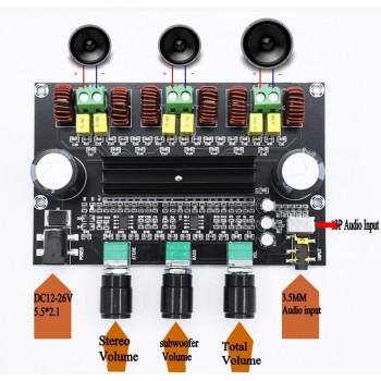 XH-M573 TPA3116D2 80W+80W+100W 2.1 Channel TPA3116 digital Power Amplifier Board Bass Subwoofer amplifier