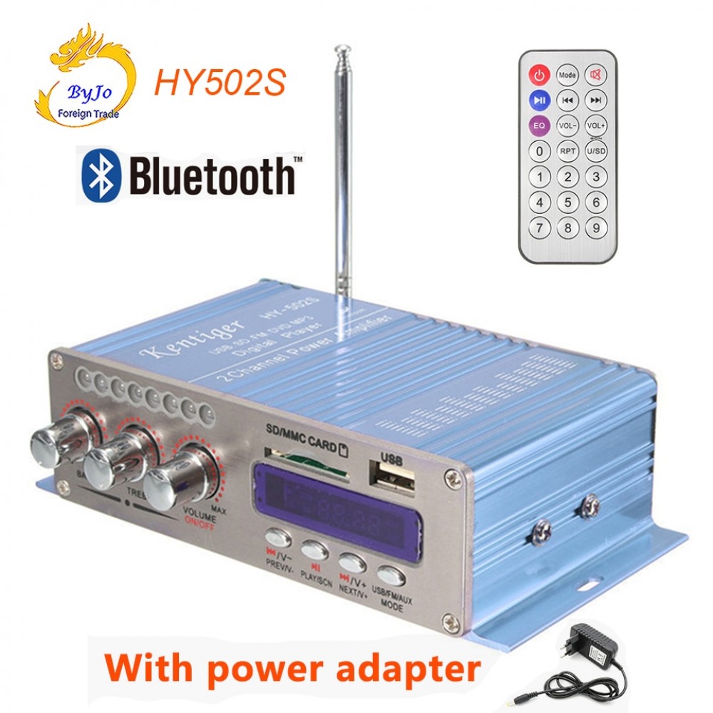 HY502S Bluetooth Car Power Amplifier Stereo Sound Mode HiFi 2 Channel Mini FM Audio + MP3 Speaker Music Player HY-502S