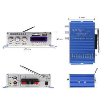 HY502S Bluetooth Car Power Amplifier Stereo Sound Mode HiFi 2 Channel Mini FM Audio + MP3 Speaker Music Player HY-502S