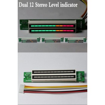 Dual 12 bit LED Level Display Adjustable Audio Music VU Level indicator meter For Amplifier With AGC Mode