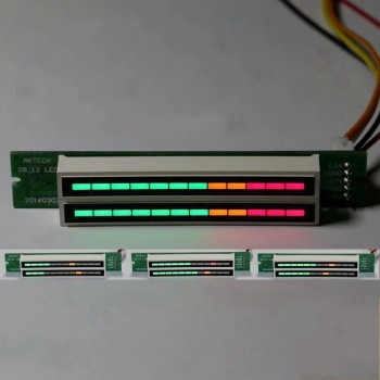 Dual 12 bit LED Level Display Adjustable Audio Music VU Level indicator meter For Amplifier With AGC Mode