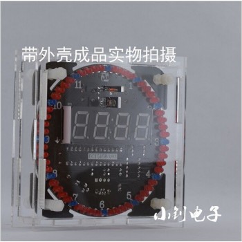 DS1302 Rotating LED Electronic Digital Clock 51 SCM Learning Board DIY Kit With Case