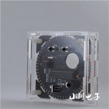 DS1302 Rotating LED Electronic Digital Clock 51 SCM Learning Board DIY Kit With Case