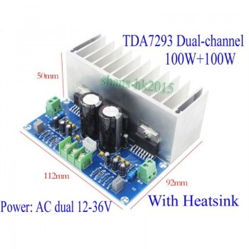 AIYIMA TDA7293 Audio Amplifier Board 100W*2 Digital Stereo Power Amplifier Board With Heatsink Dual AC12-32V