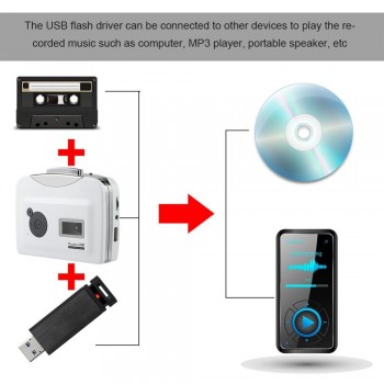Portable Cassette Player USB Cassette Tape to MP3 Converter USB Flash Drive Capture Audio Music Player for Windows XP/Vista/7