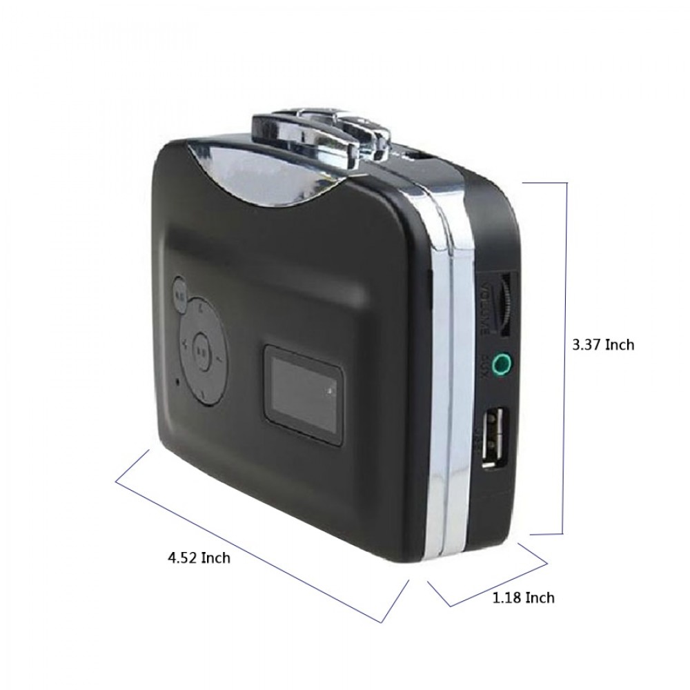 Portable Stand-Alone Cassette Tape to MP3 Converter Stereo Audio Player , Convert Cassette To USB Flash Drive With Earphones
