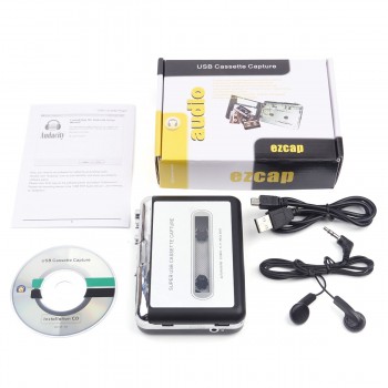 Portable Stand-Alone Cassette Tape to MP3 Converter Stereo Audio Player , Convert Cassette To USB Flash Drive With Earphones