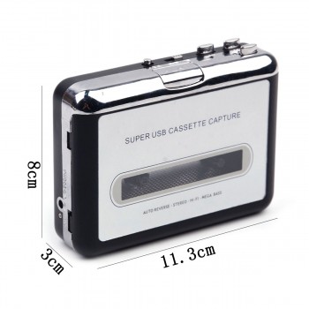 Portable Stand-Alone Cassette Tape to MP3 Converter Stereo Audio Player , Convert Cassette To USB Flash Drive With Earphones