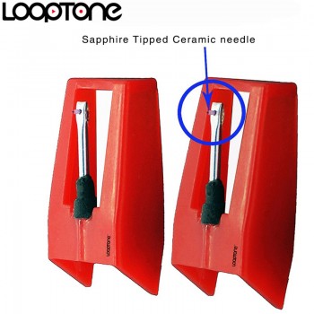 LoopTone 2PCS Sapphire Tipped Ceramic Needle Stylus for Vinyl LP Record Player Turntable Players, Gramophone Accessory