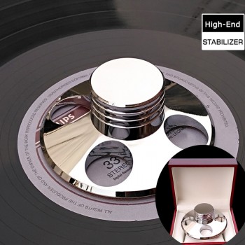 Deluxe High quality Silver LP Vinyl Turntables Metal Disc Stabilizer Record Weight/Clamp With Wooden Package Box
