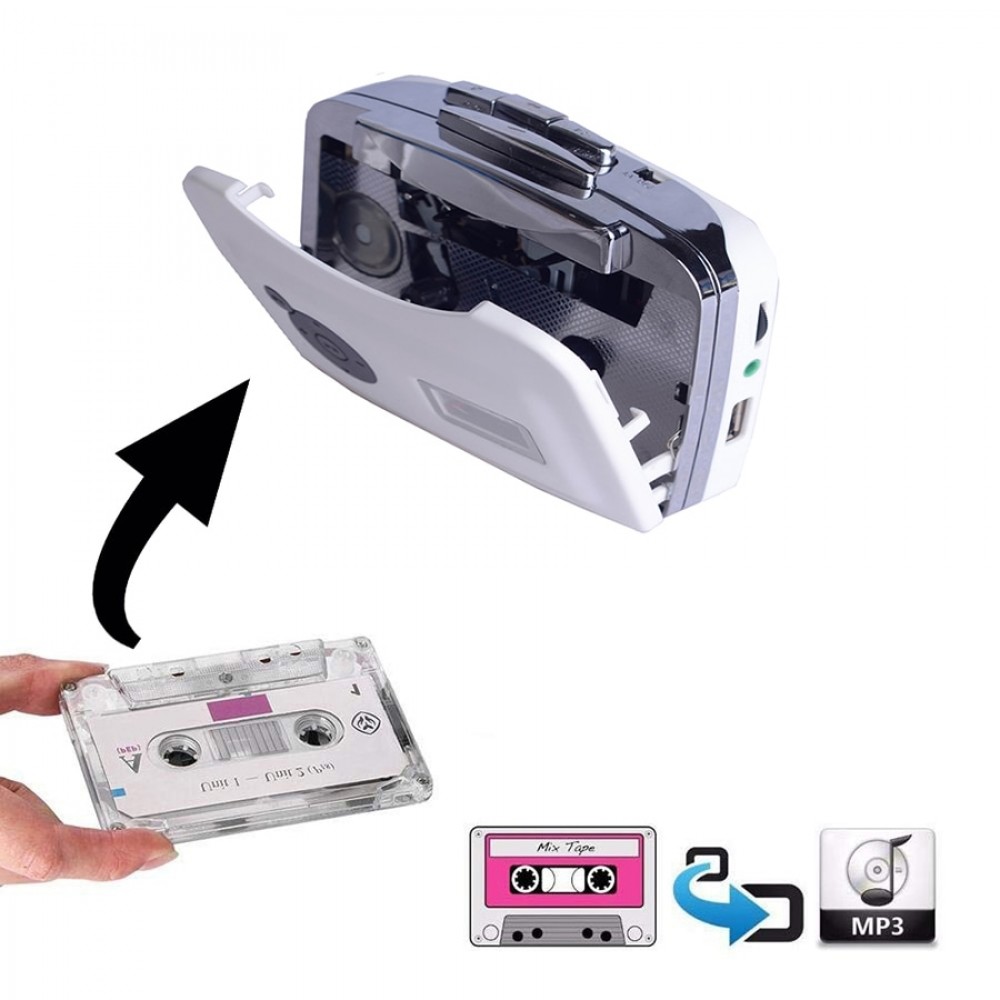 Cassette to MP3 Converter Capture Audio Music Player ,Convert Tape to MP3 into USB Flash Drive/Flash Memory , With Earphones