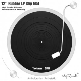 12 LP Anti-vibration Silicone Pad Rubber LP Slip Mat for Phonograph Turntable Vinyl Thickness 3MM Flat Soft LP Mat