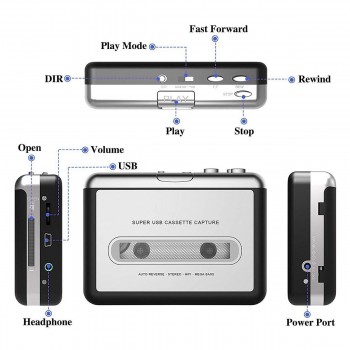 Tape to PC Super Cassette To MP3 Audio Music CD Digital Player Converter Capture Recorder +Headphone USB 2.0 Drop Shipping