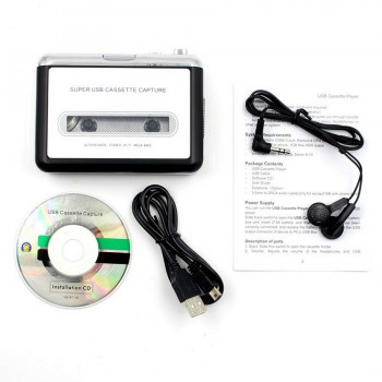 50 sets Tape to PC Super Cassette To MP3 Audio Music CD Digital Tape Player Converter Capture Recorder +Headphone
