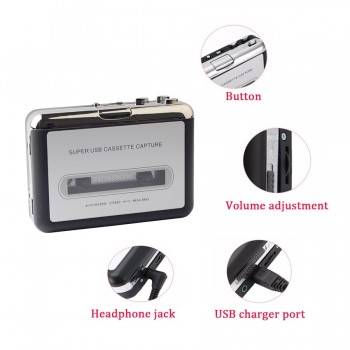 Porable Cassette player , USB Cassette to MP3 Converter CD Music/Walkman Tapes Recorder Tape to PC/Laptop with Earphones