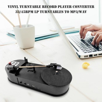 USB Portable 33/45RPM Vinyl Record Player Turntables to MP3 Converter Save Music to USB Flash Drive / SD Card Built-in Speaker