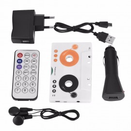 Car Kit Stereo Cassette Tape SD MMC Mp3 Player Adapter with Remote Control EU Plug 100-220V
