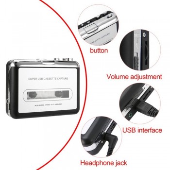 Cassette Player USB Cassette to MP3 Converter Capture Audio Music Player Tape to PC Super Cassette To MP3 Music +Headphone