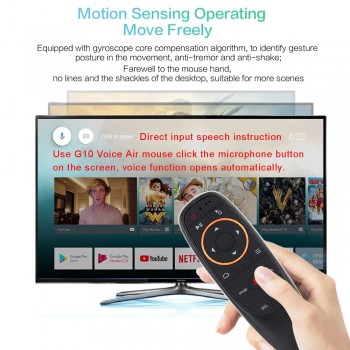 AVATTO G10 Voice Air Mouse with USB 2.4GHz Wireless 6 Axis Gyroscope Microphone IR Remote Control For Smart tv,Android Box,PC