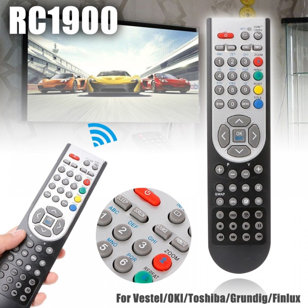 Mayitr 1pc RC1900 TV Remote Control Universal Replacement LCD TV Remotes For Vestel/OKI/Toshiba/Grundig/Finlux