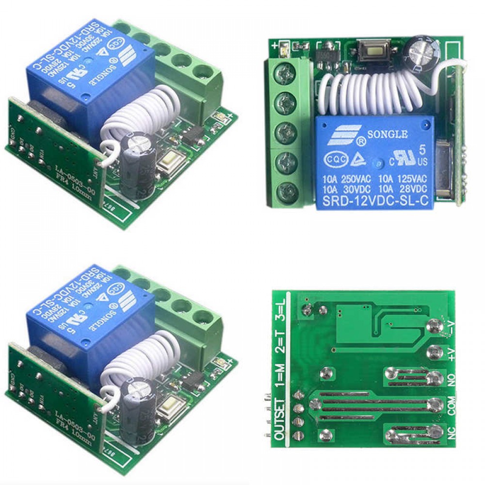 DIY Integrated Circuits Part 1pc 10A 1 Channel 433mhz Receiver Wireless Relay RF Remote Control Switch DIY Module DC12V Mayitr