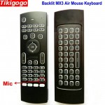 Tikigogo English Russian Backlit MX3 Air Mouse mini keyboard remote control with mic microphone voice for android smart tv box