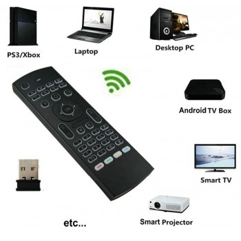 Tikigogo English Russian Backlit MX3 Air Mouse mini keyboard remote control with mic microphone voice for android smart tv box