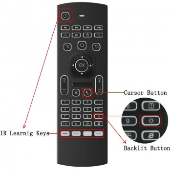 Tikigogo English Russian Backlit MX3 Air Mouse mini keyboard remote control with mic microphone voice for android smart tv box