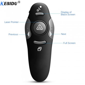 Kebidu 2.4 GHz RF Pointer Pen Wireless USB Power Point Presenter Remote Control Laser Pen Wireless Remote Red Laser Pointer